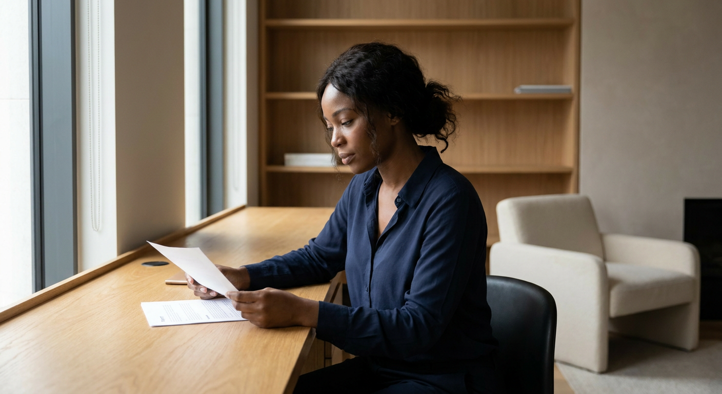 An executive reading a board pack.
